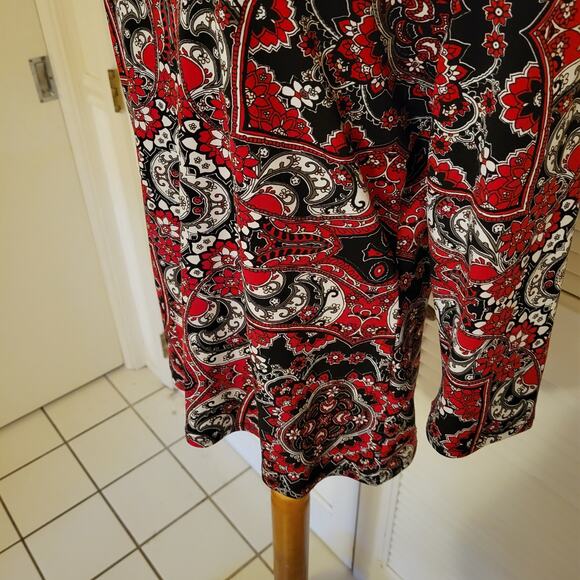 Geometric Print Stretch Knit 3/4 Sleeve Blouse Peck & Peck Size Large - Picture 6 of 7